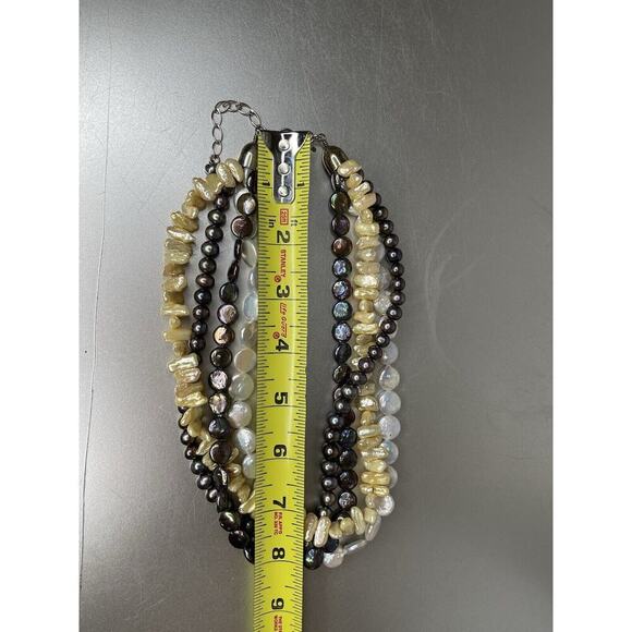 JAY KING Sterling Silver Freshwater Pearl FOUR STRAND Colors Statement Necklace - Picture 7 of 7